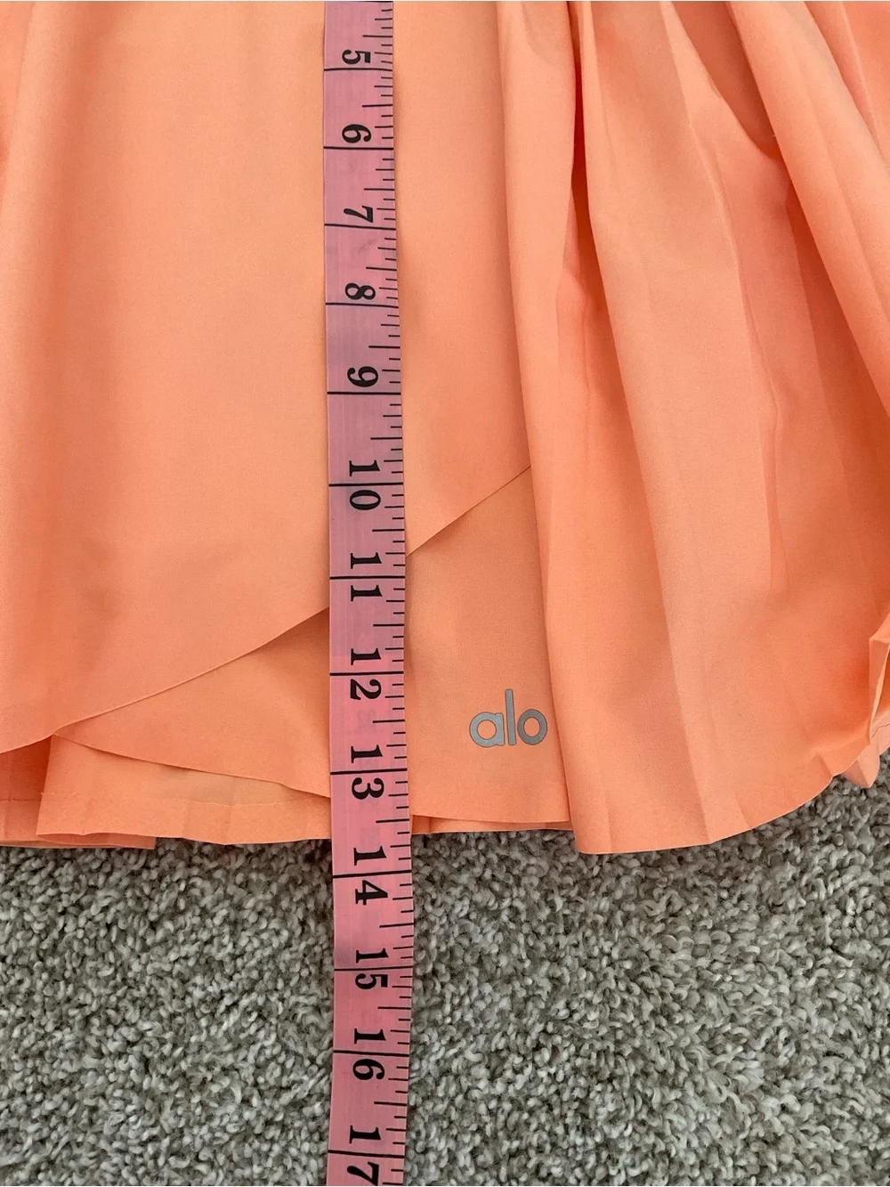 ALO Yoga Coral Orange Pleated Skater Skirt